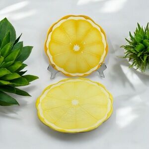 Vintage Lenwile Ardalt Vibrant Yellow and Orange Citrus Plate Set